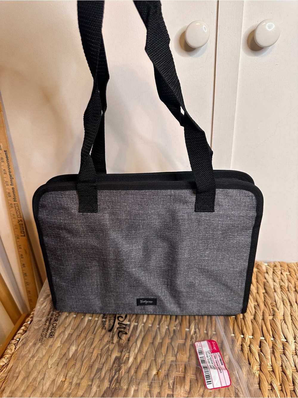 thirty-one Gray get creative Tote with Black Straps